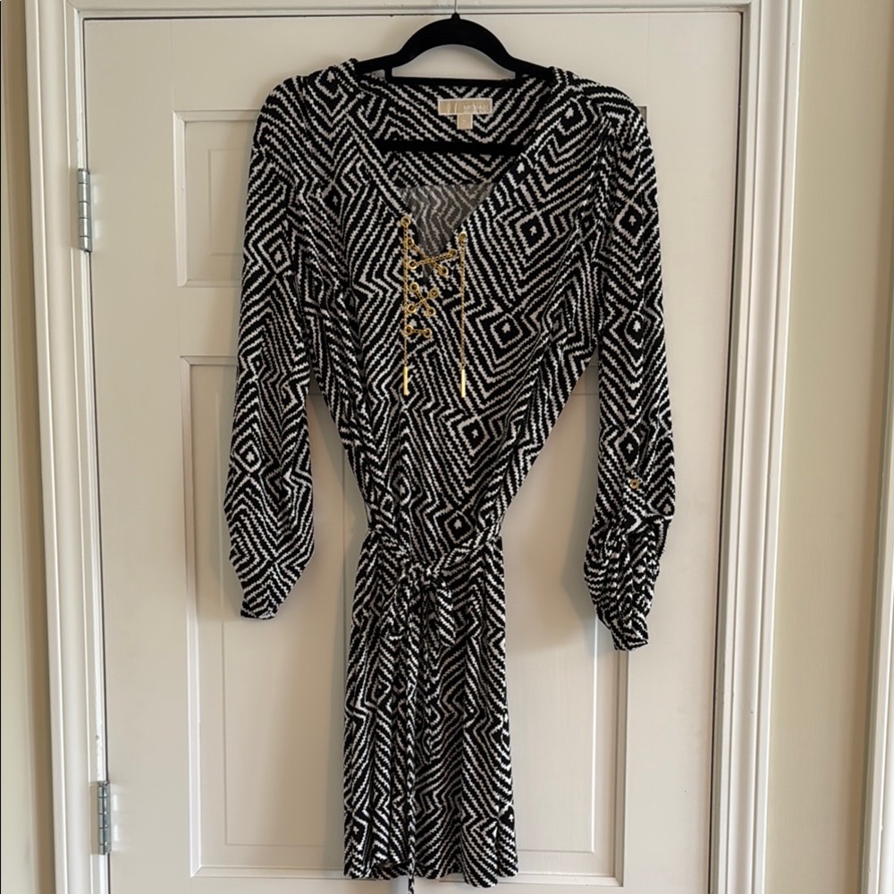MICHAEL Michael Kors Long Sleeve Black and White Dress